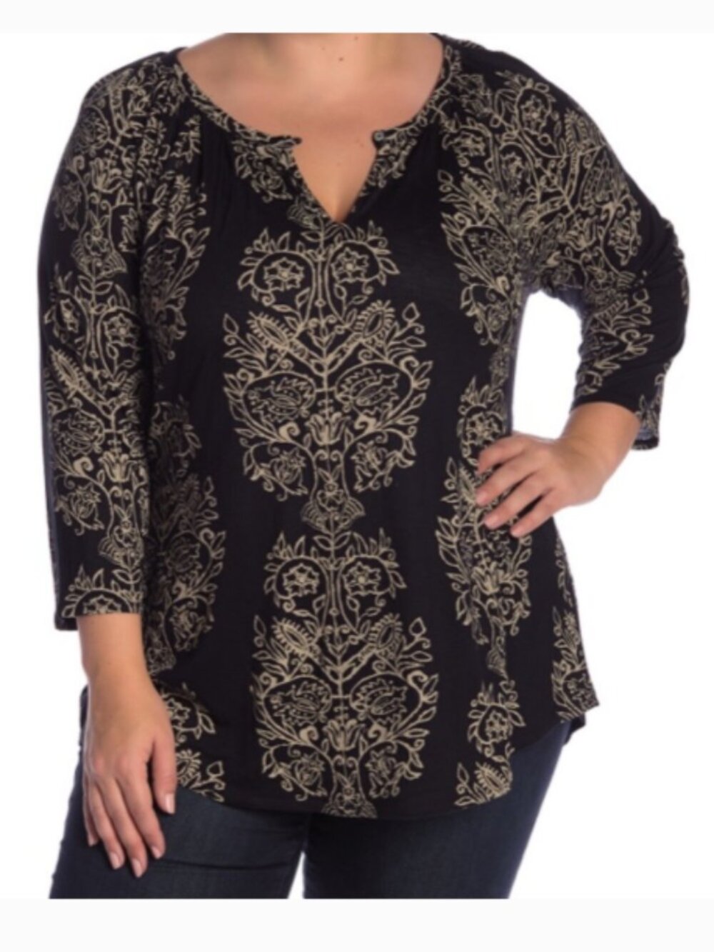NWT Lucky Brand Boho Floral Print Keyhole Popover Blouse Top 2X - Picture 1 of 7